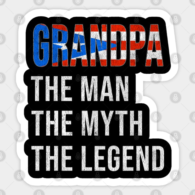 Grand Father Puerto Rican Grandpa The Man The Myth The Legend - Gift for Puerto Rican Dad With Roots From  Puerto Rico Sticker by Country Flags